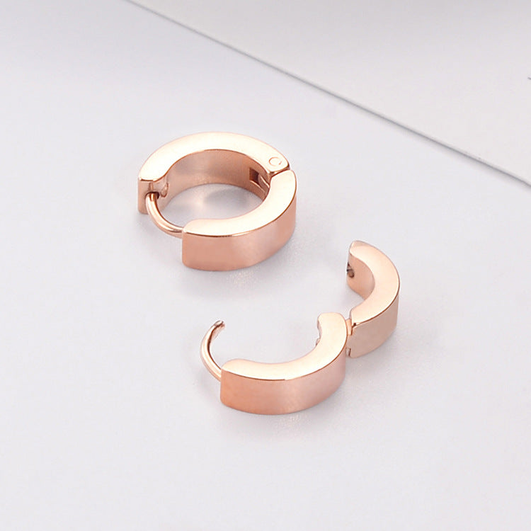 Casual Solid Color Titanium Steel Hoop Earrings