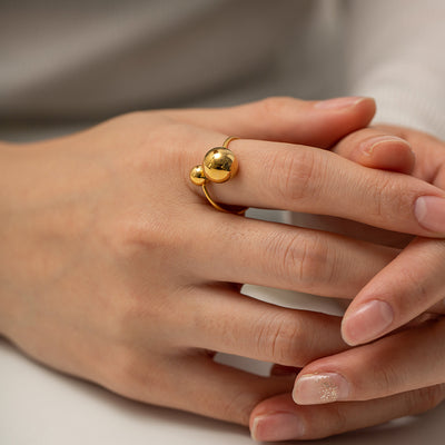 Fashion Solid Color Stainless Steel Open Ring - Gold Plated Titanium Steel Jewelry