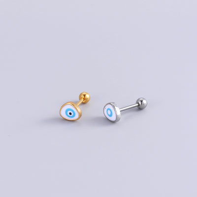 Fashion Devil's Eye Flower Zircon Stud Earrings with Heart and Pearl Accents