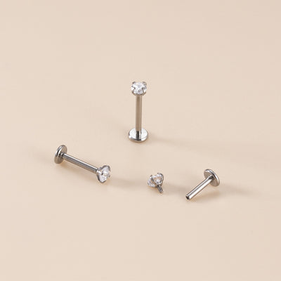 1 Piece Fashion Geometric Titanium Inlaid Zircon Lip and Ear Stud Piercing Jewelry