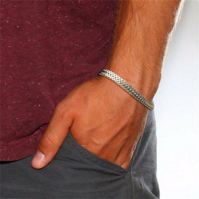 Fashion Geometric Titanium Steel Double Row Mesh Men's Bracelet