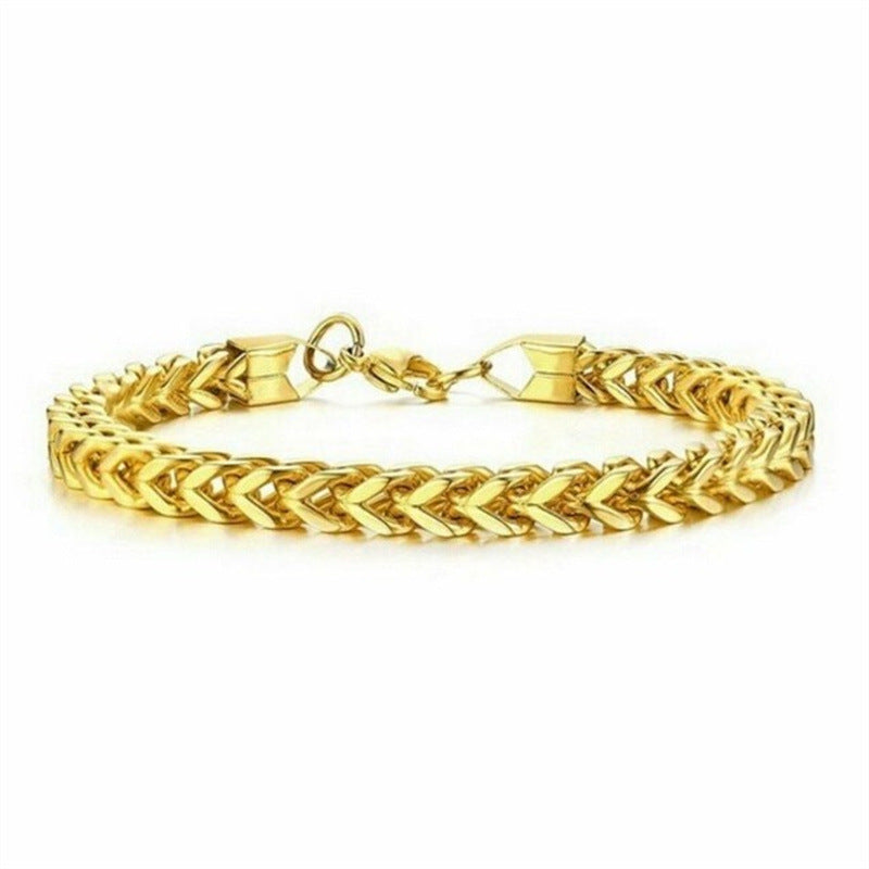 Fashion Geometric Titanium Steel Double Row Mesh Men's Bracelet