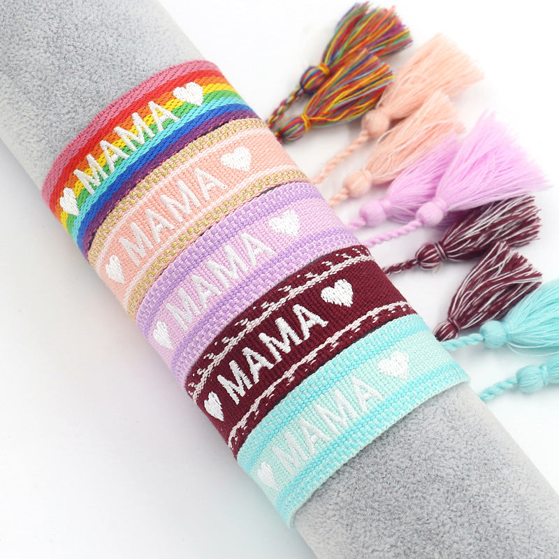 Fashion MAMA Letter Heart Shape Polyester Mother's Day Unisex Bracelet