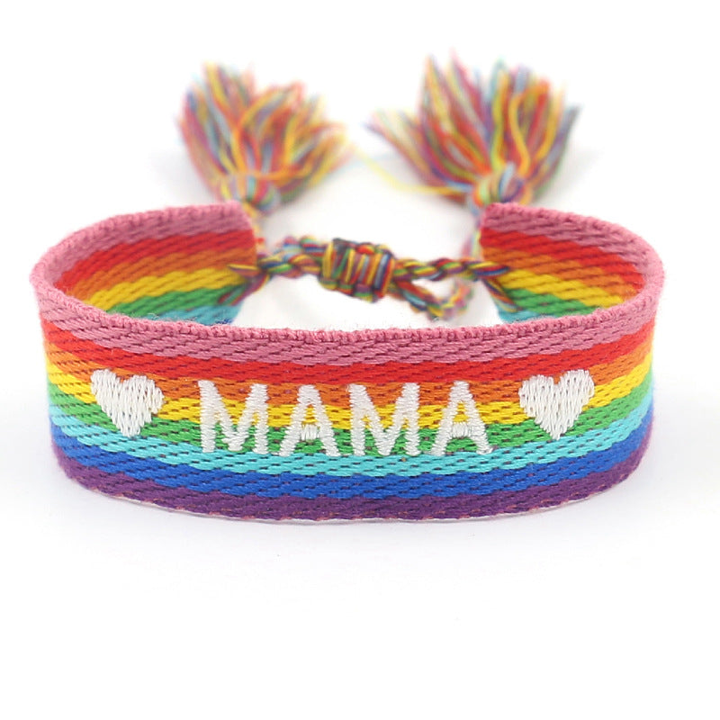 Fashion MAMA Letter Heart Shape Polyester Mother's Day Unisex Bracelet
