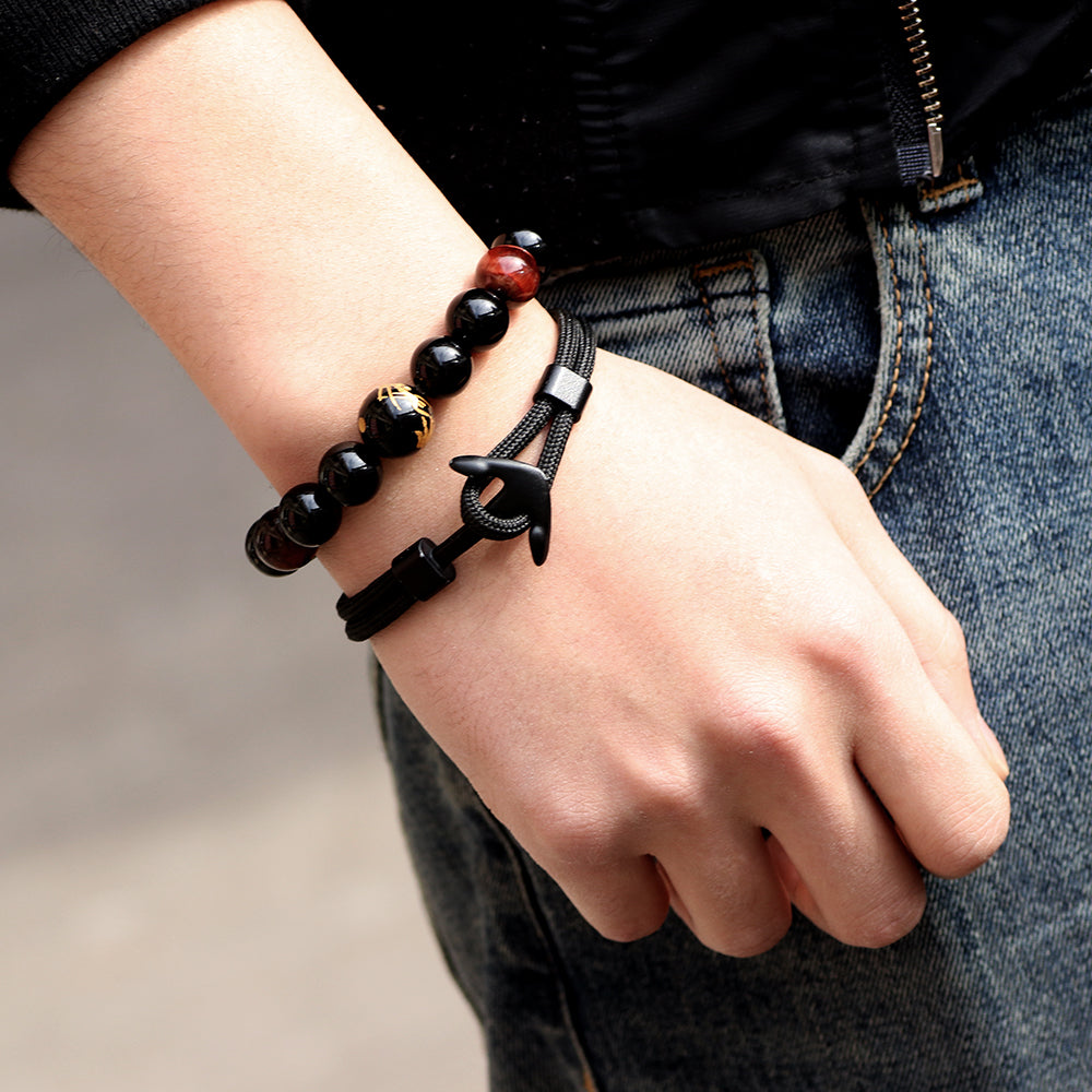 Nautical Anchor Alloy Polyester Unisex Bracelet