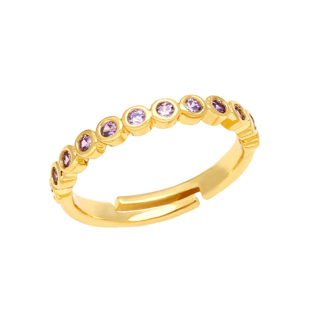 1 Piece Fashion Geometric Copper Plated Zircon Adjustable Open Ring