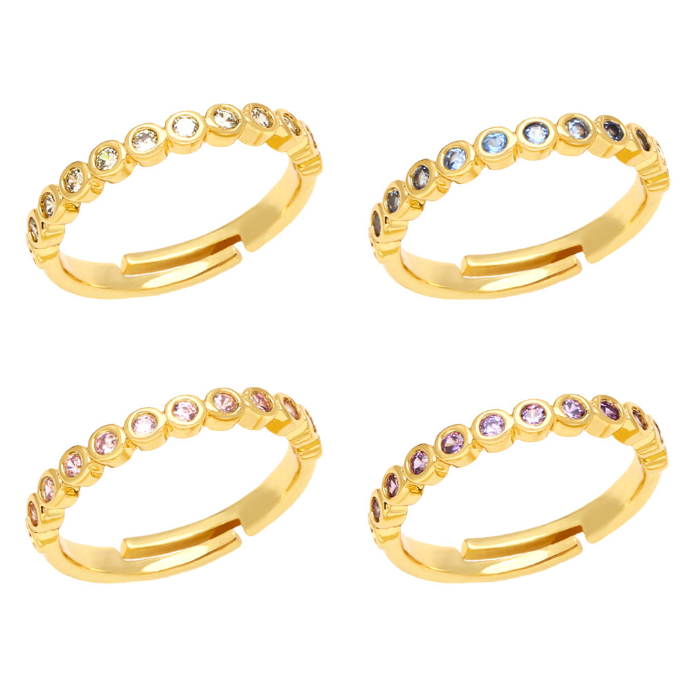 1 Piece Fashion Geometric Copper Plated Zircon Adjustable Open Ring