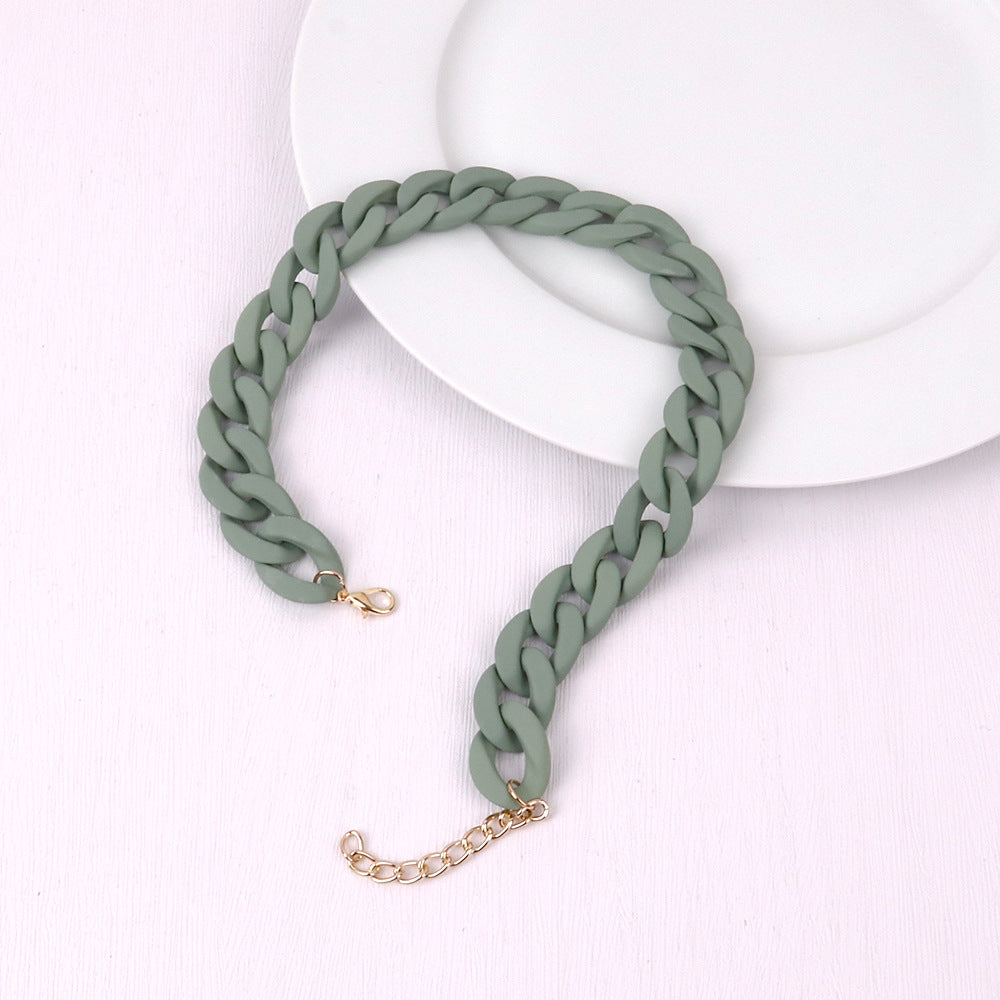 Fashion Acrylic Patchwork Rainbow Chain Necklace for Women