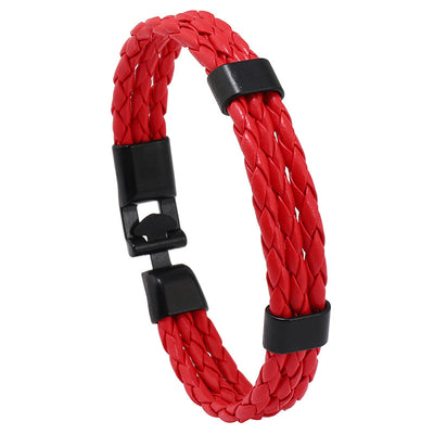 Fashion Multi-Layer Braided PU Leather Men's Bracelet