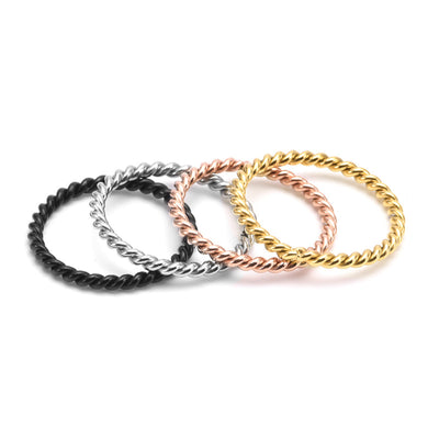 1 Piece Fashion Twisted Stainless Steel Plated Ring - 18k Gold Plated Unique Couple Jewelry