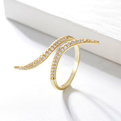 Adjustable Sterling Silver Zircon Inlay Fashion Ring for Women