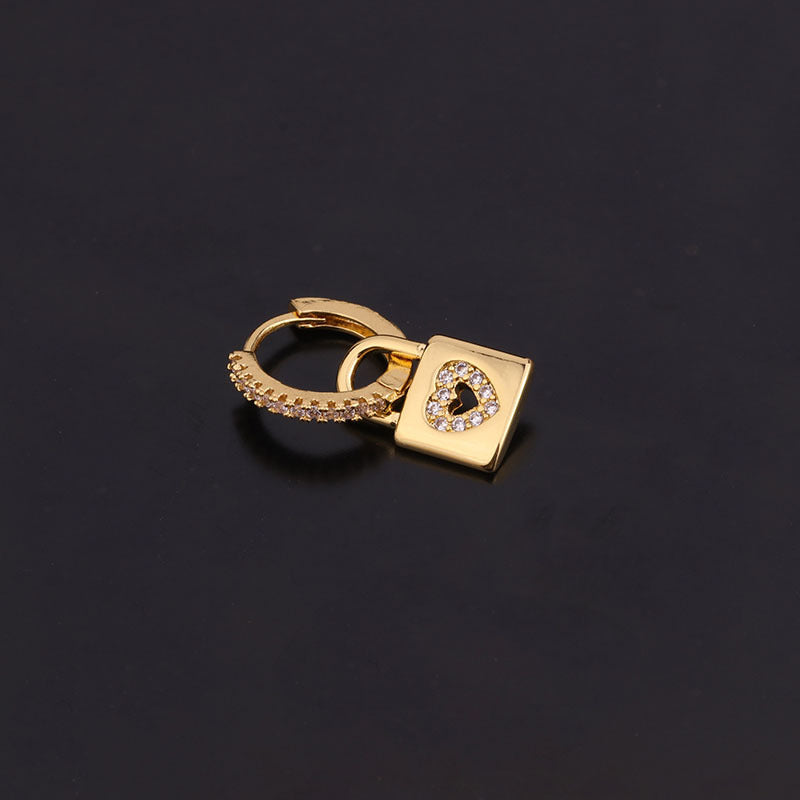 Geometric Zircon Heart Hoop Earrings for Women - Gold Plated Fashion Jewelry