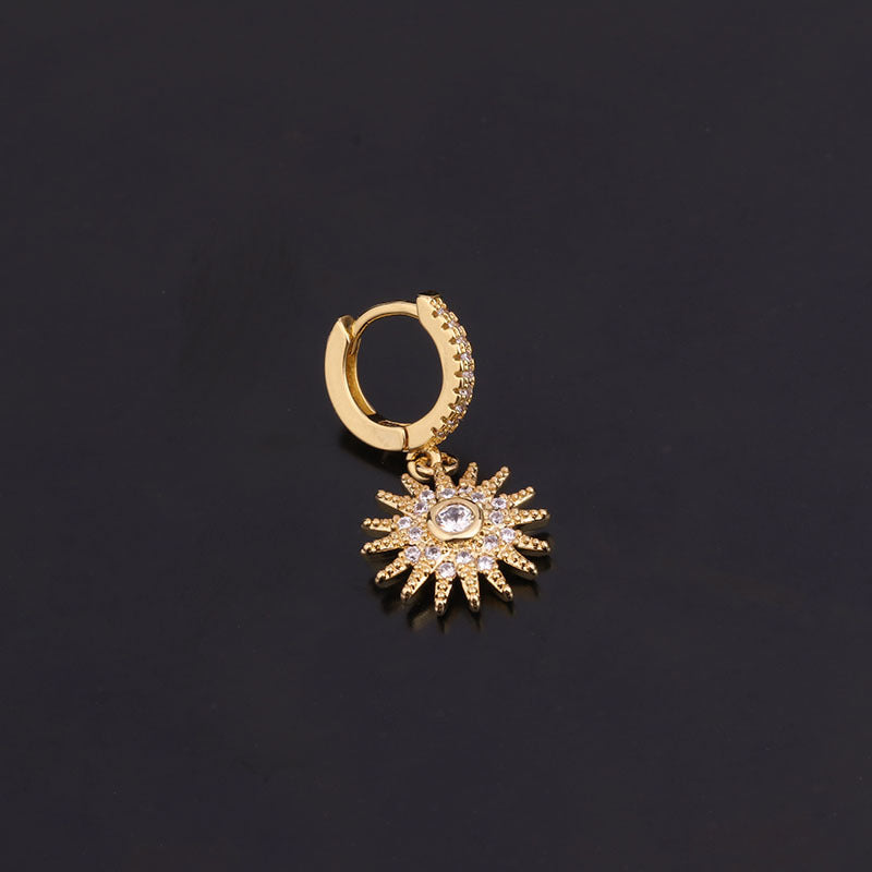 Geometric Zircon Heart Hoop Earrings for Women - Gold Plated Fashion Jewelry