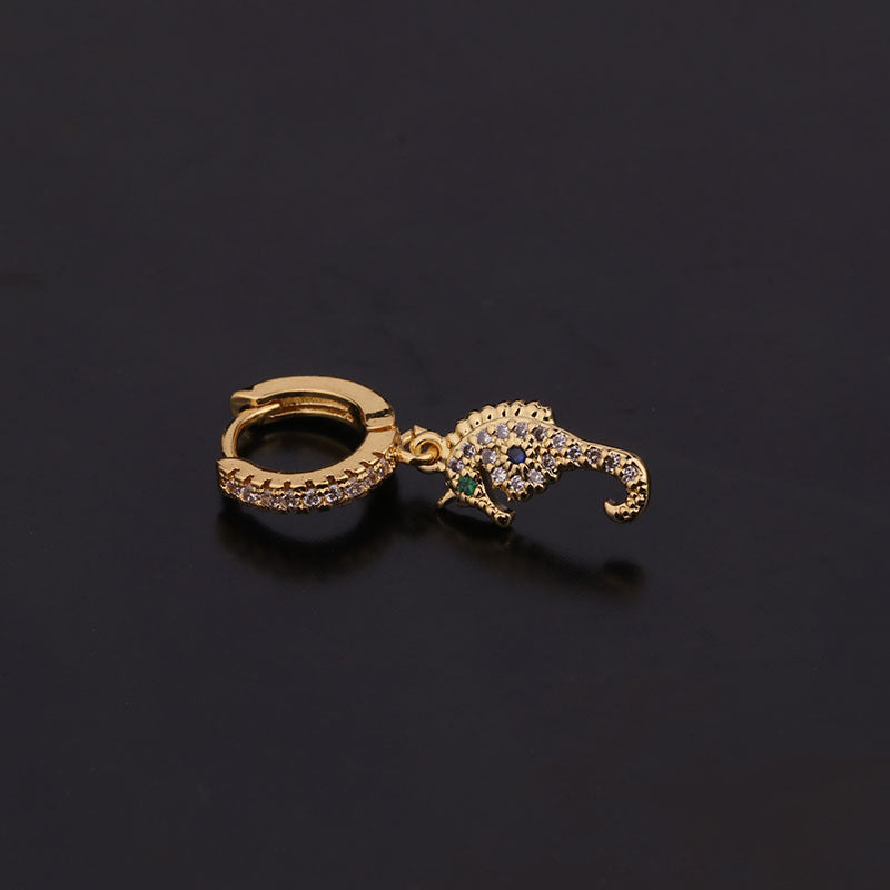 Geometric Zircon Heart Hoop Earrings for Women - Gold Plated Fashion Jewelry