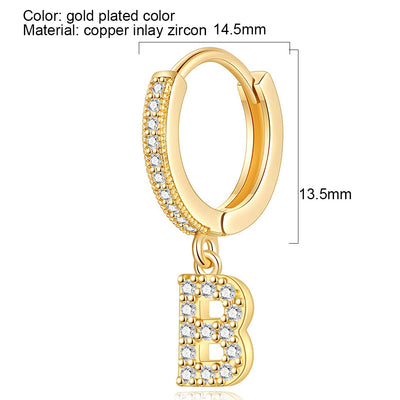 Elegant Alphabet Zircon Inlay Stainless Steel Earrings for Women