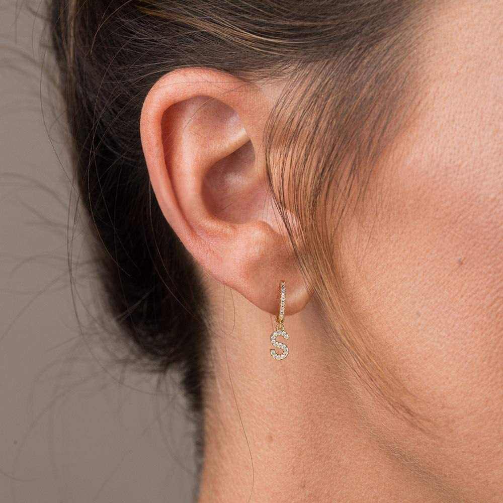 Elegant Alphabet Zircon Inlay Stainless Steel Earrings for Women