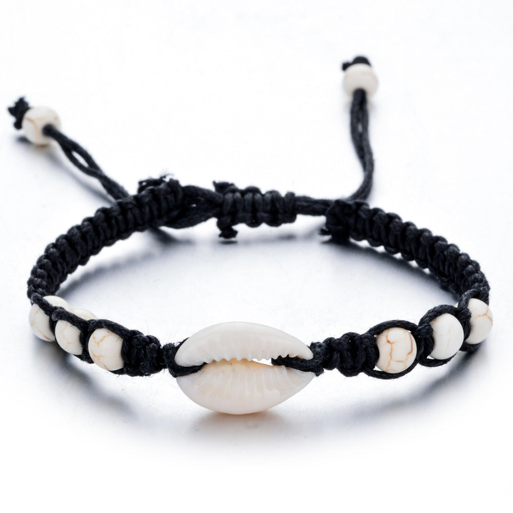 Marine Style Starfish and Shell Adjustable Rope Bracelet