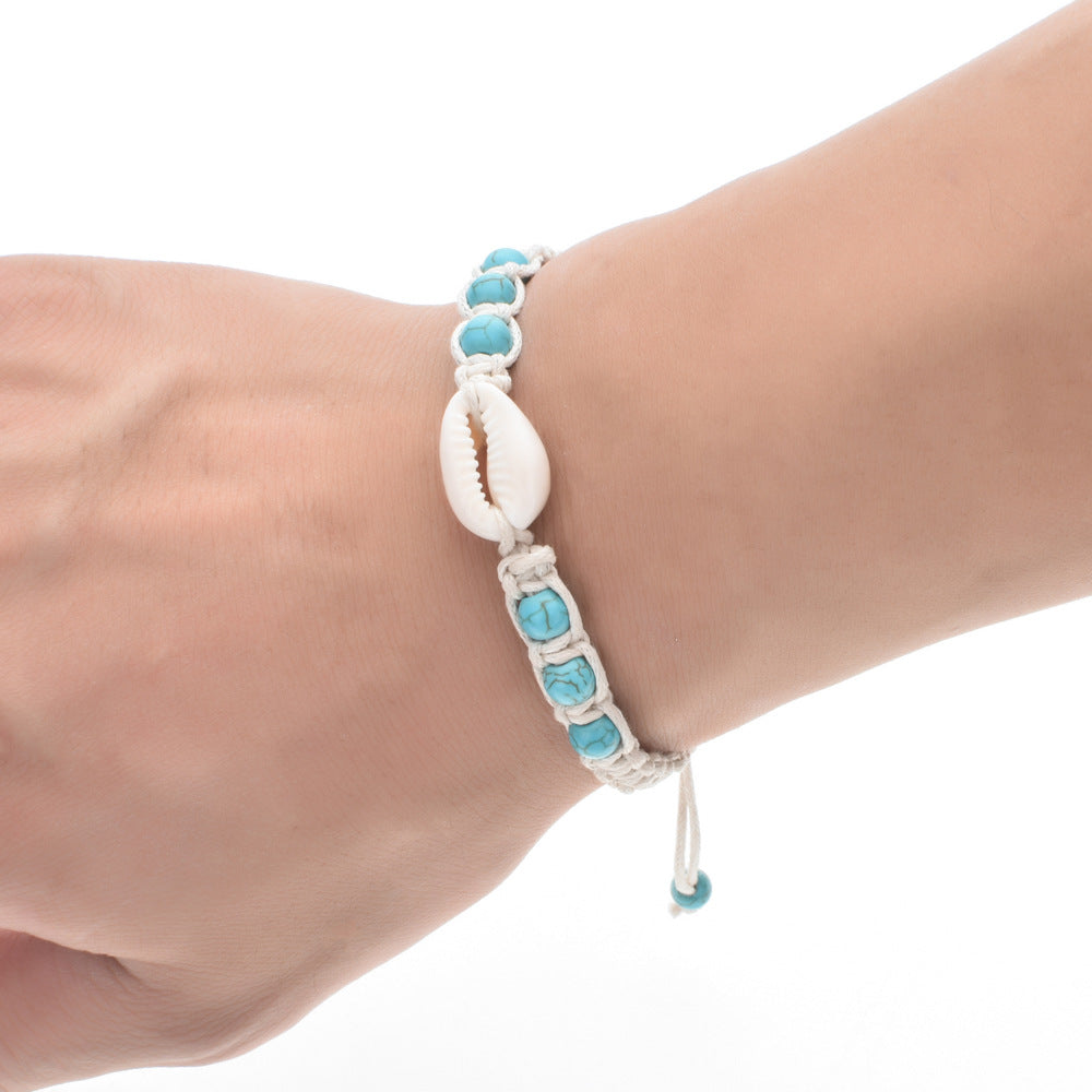 Marine Style Starfish and Shell Adjustable Rope Bracelet