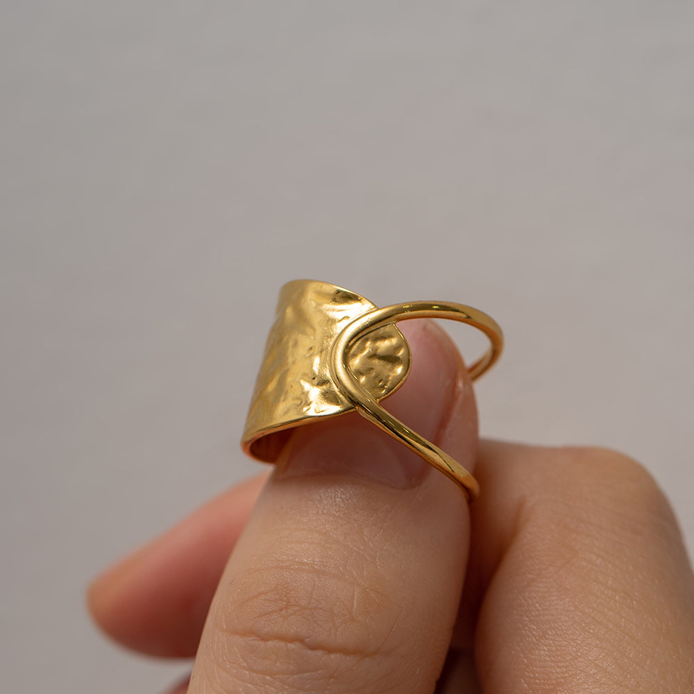 Retro Geometric Stainless Steel Open Ring for Women