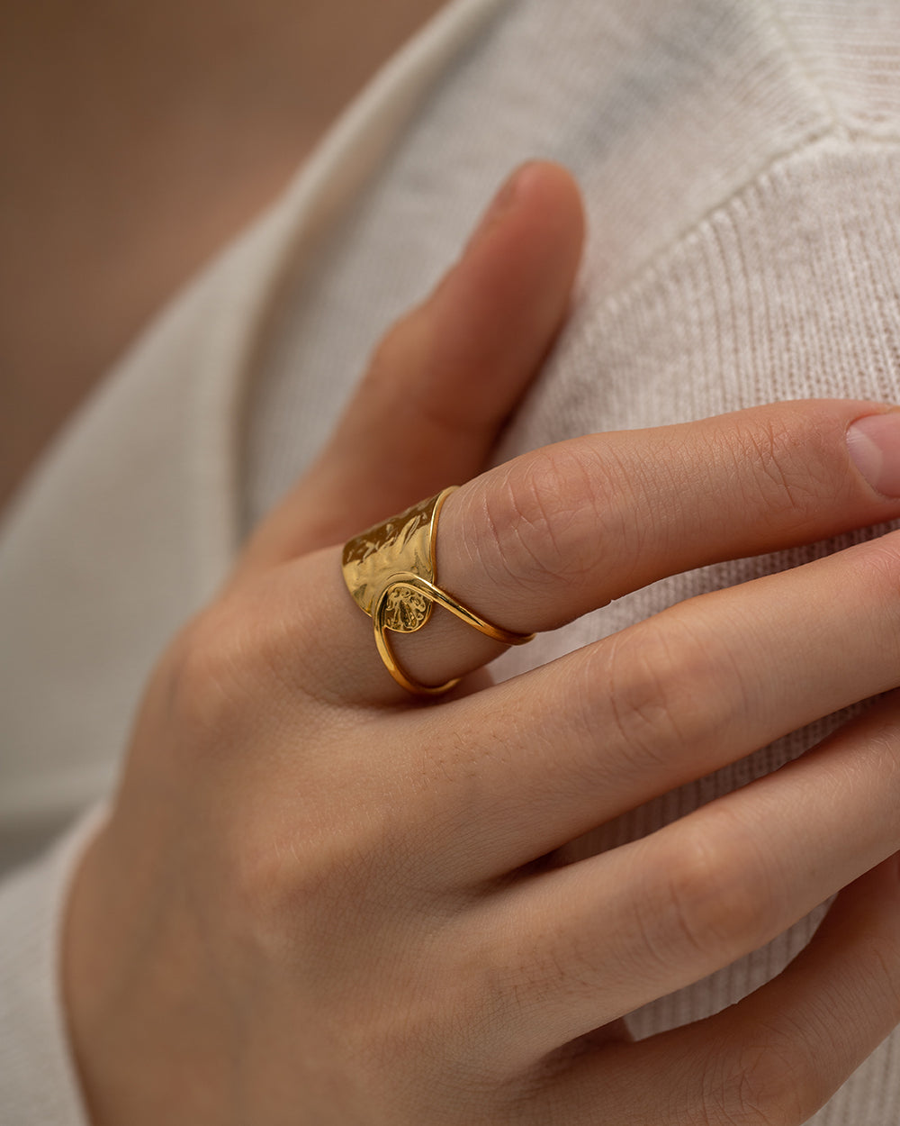 Retro Geometric Stainless Steel Open Ring for Women