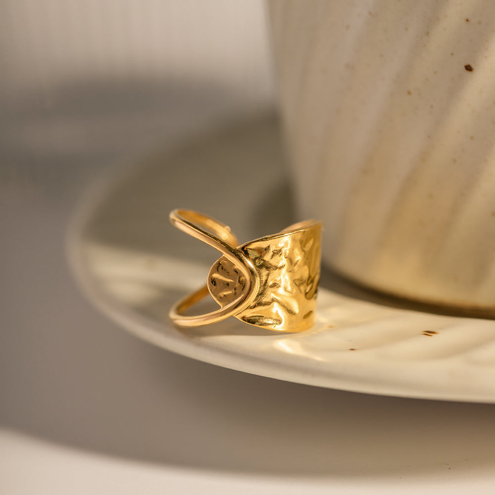 Retro Geometric Stainless Steel Open Ring for Women