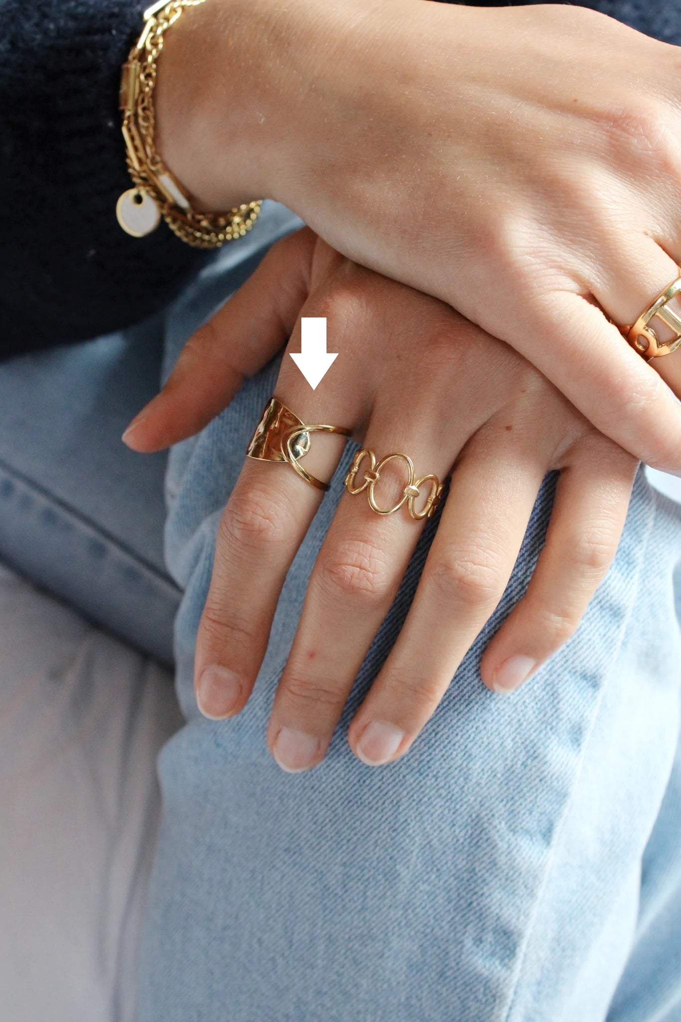 Retro Geometric Stainless Steel Open Ring for Women