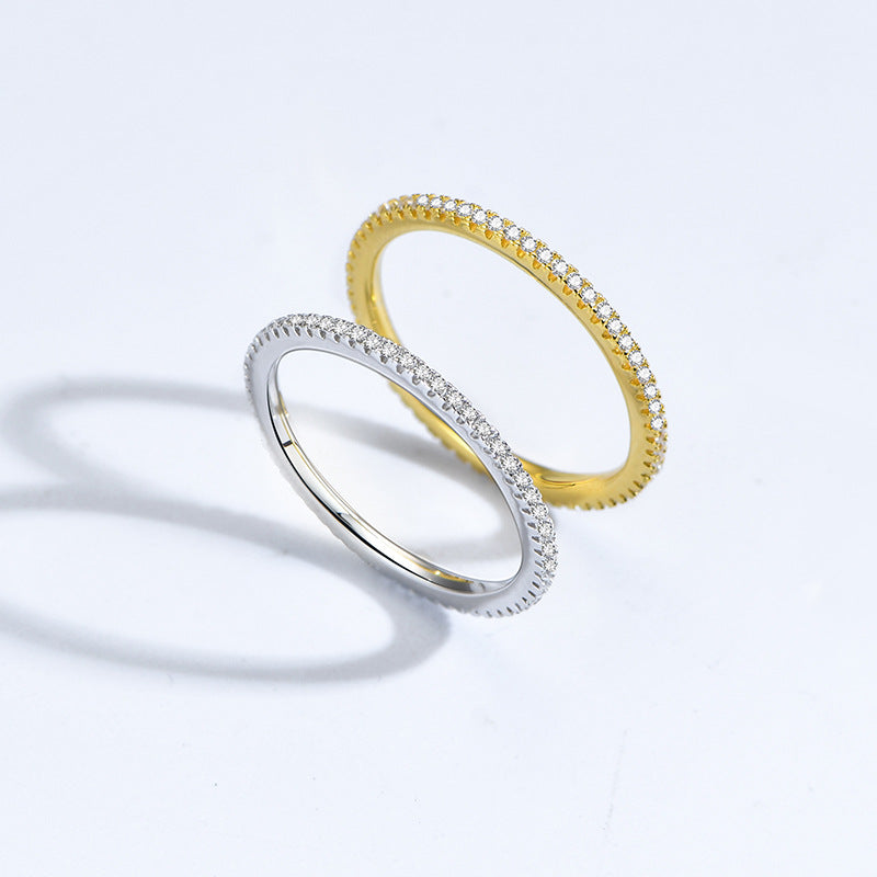 Retro Geometric 925 Sterling Silver Diamond Ring for Women