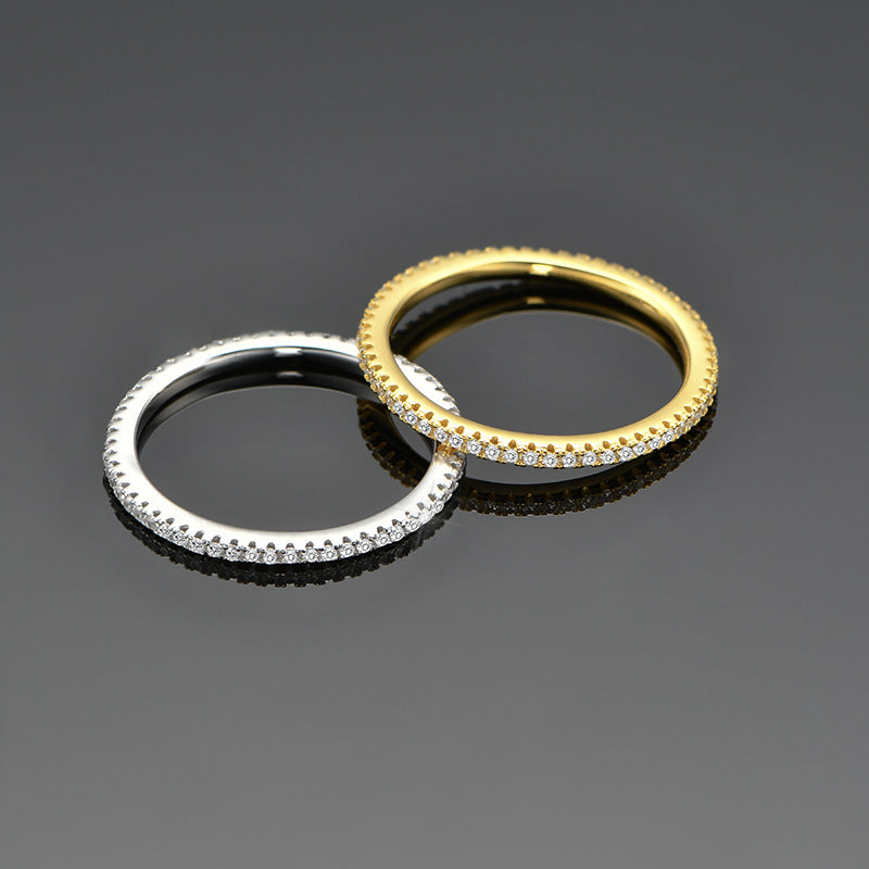 Retro Geometric 925 Sterling Silver Diamond Ring for Women