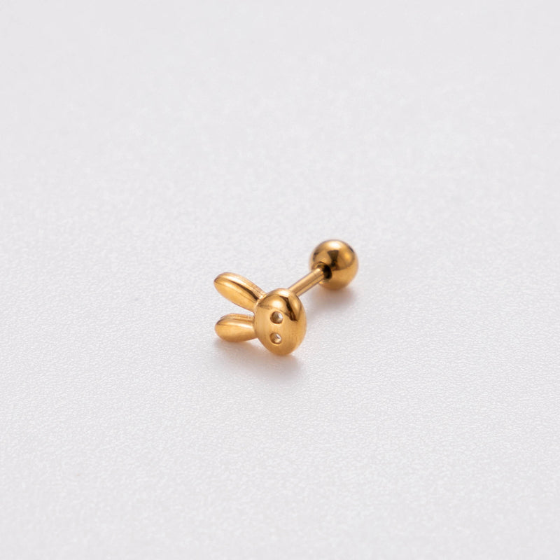 1 Piece Retro Punk Korean Style Heart Shape Butterfly 18K Gold Plated Stainless Steel Ear Stud