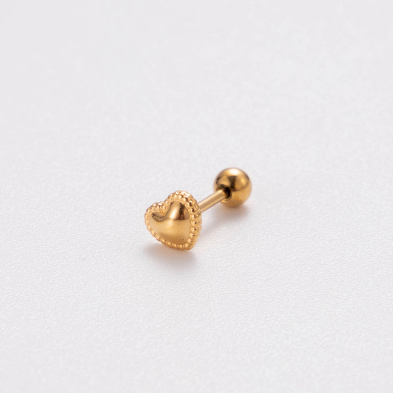 1 Piece Retro Punk Korean Style Heart Shape Butterfly 18K Gold Plated Stainless Steel Ear Stud