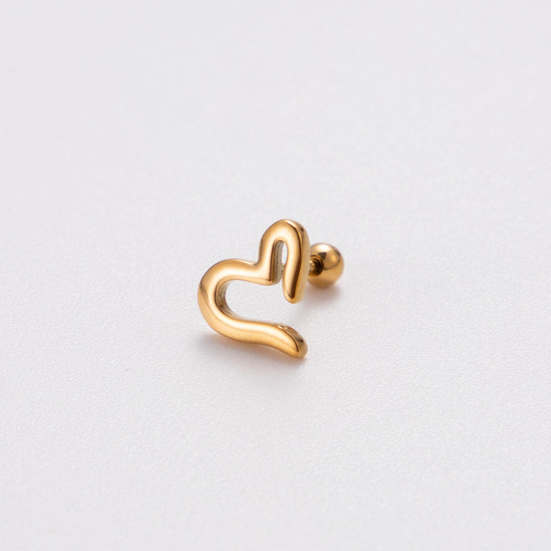 1 Piece Retro Punk Korean Style Heart Shape Butterfly 18K Gold Plated Stainless Steel Ear Stud
