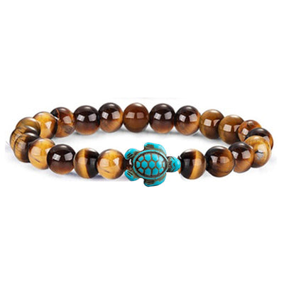 Retro Tortoise Turquoise Agate Tiger Eye Unisex Stretch Bracelet