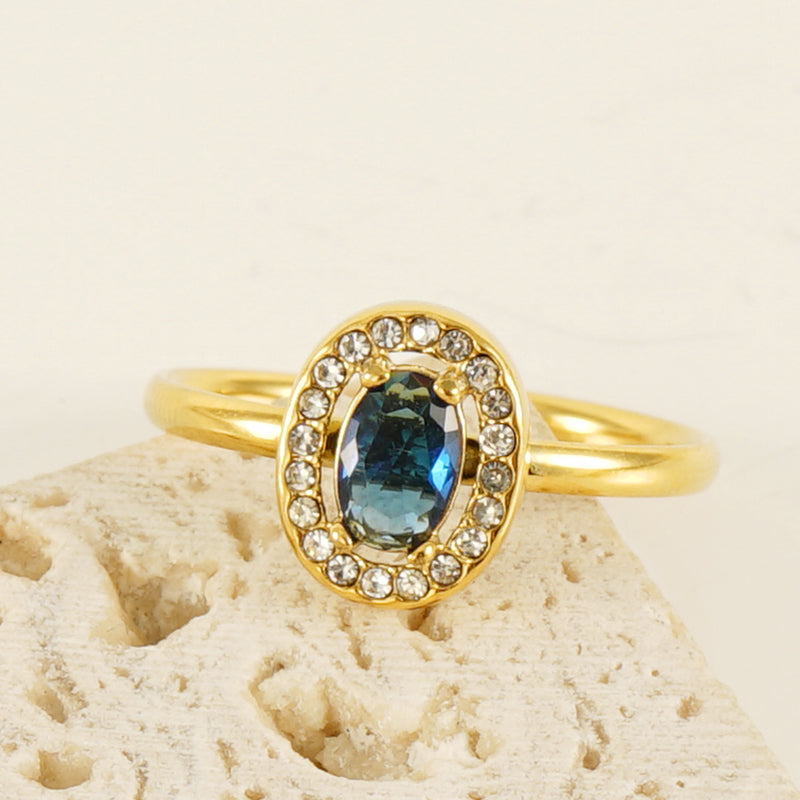 1 Piece Shiny Heart Shape Zircon Inlay Adjustable Stainless Steel Open Ring