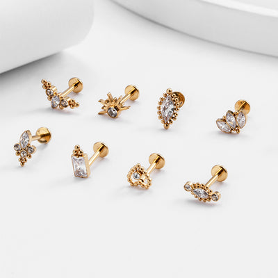 1 Piece Heart Crown Titanium Zircon Stud Earrings