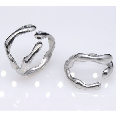 Simple Irregular Titanium Steel Open Ring for Women