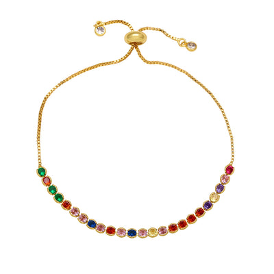 Simple Round Copper Plated Adjustable Zircon Bracelet