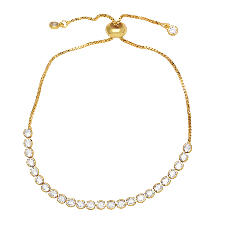 Simple Round Copper Plated Adjustable Zircon Bracelet