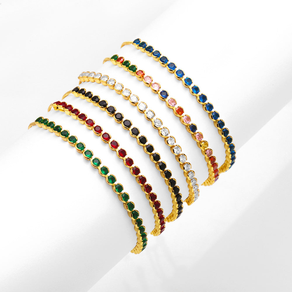 Simple Round Copper Plated Adjustable Zircon Bracelet