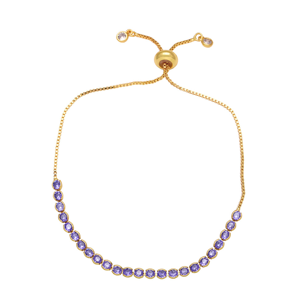 Simple Round Copper Plated Adjustable Zircon Bracelet