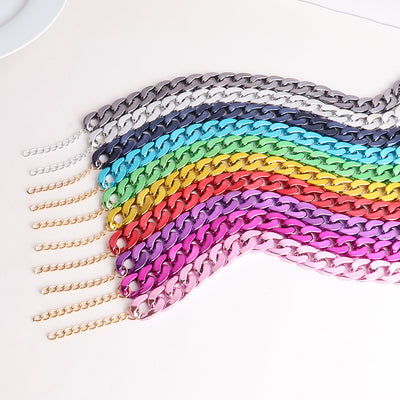 Simple Acrylic Chain Necklace for Women - Colorful Electroplated Design