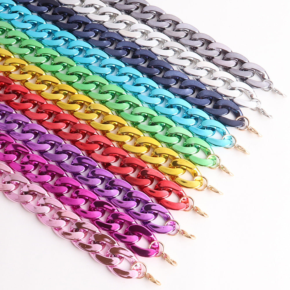 Simple Acrylic Chain Necklace for Women - Colorful Electroplated Design
