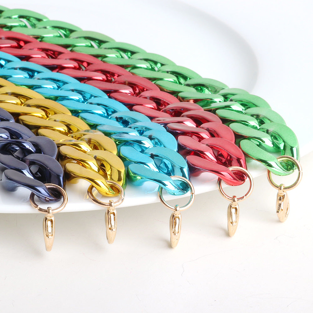 Simple Acrylic Chain Necklace for Women - Colorful Electroplated Design
