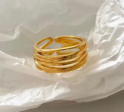 1 Piece Minimalist 18K Gold Plated Open Ring & 925 Sterling Silver Weave Hoop Earrings
