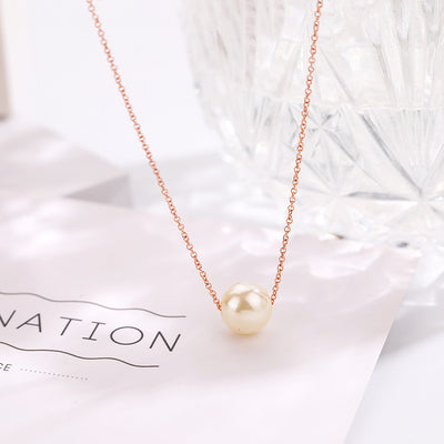 Simple Baroque Freshwater Pearl Titanium Steel Necklace