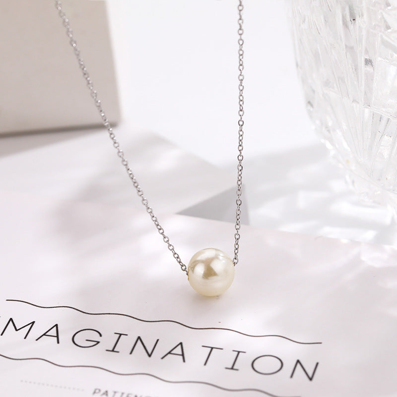Simple Baroque Freshwater Pearl Titanium Steel Necklace