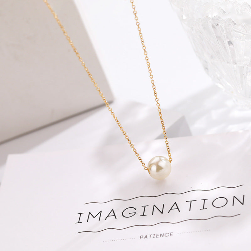 Simple Baroque Freshwater Pearl Titanium Steel Necklace