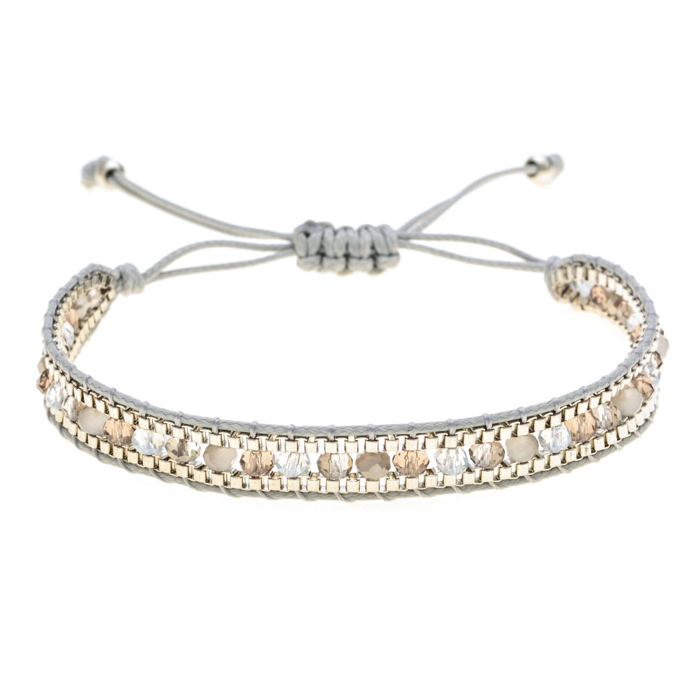 Multicolor Crystal Bead Layered Rope Chain Vintage Boho Unisex Bracelet