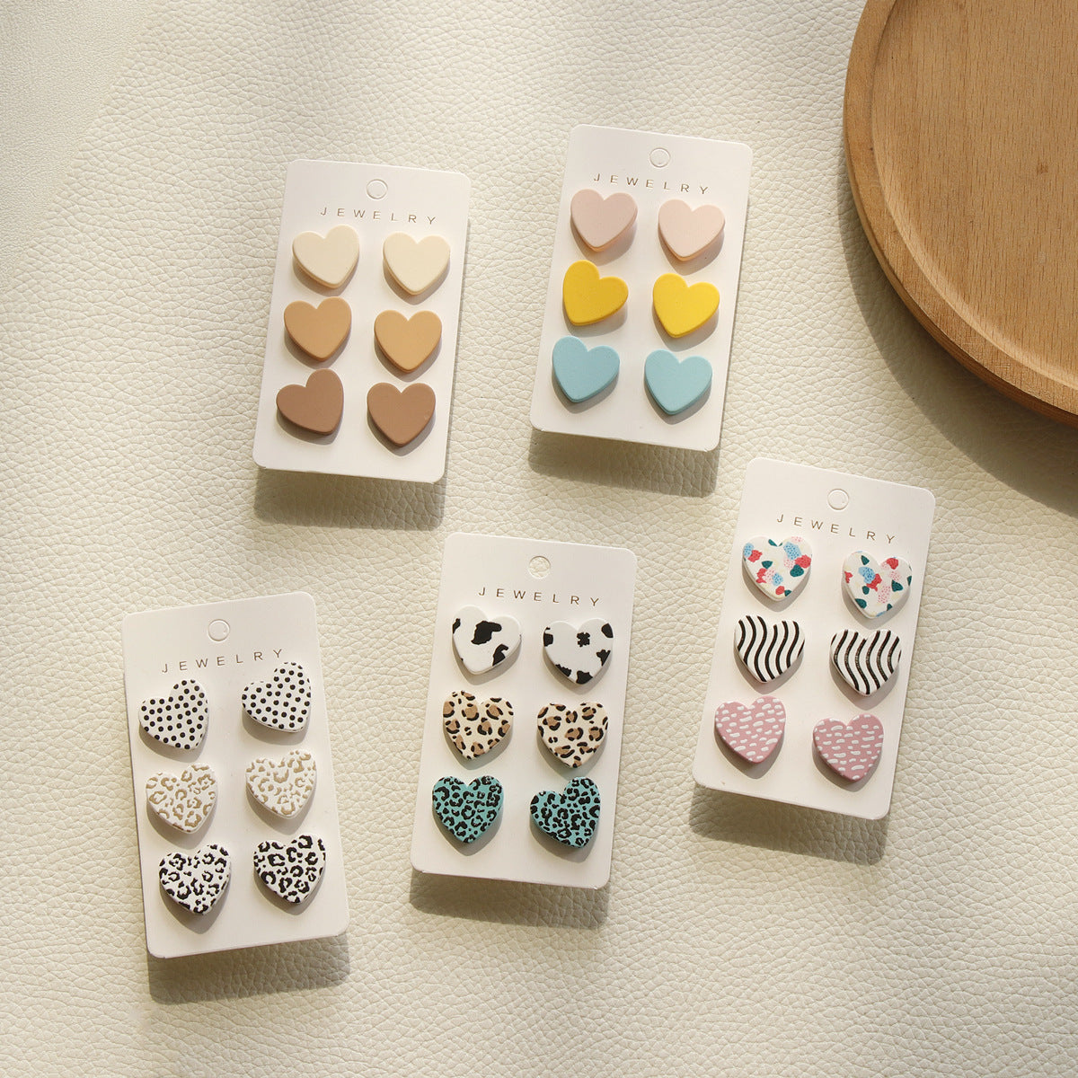 Fashion Leopard Heart Shape Acrylic Earrings Set for Women