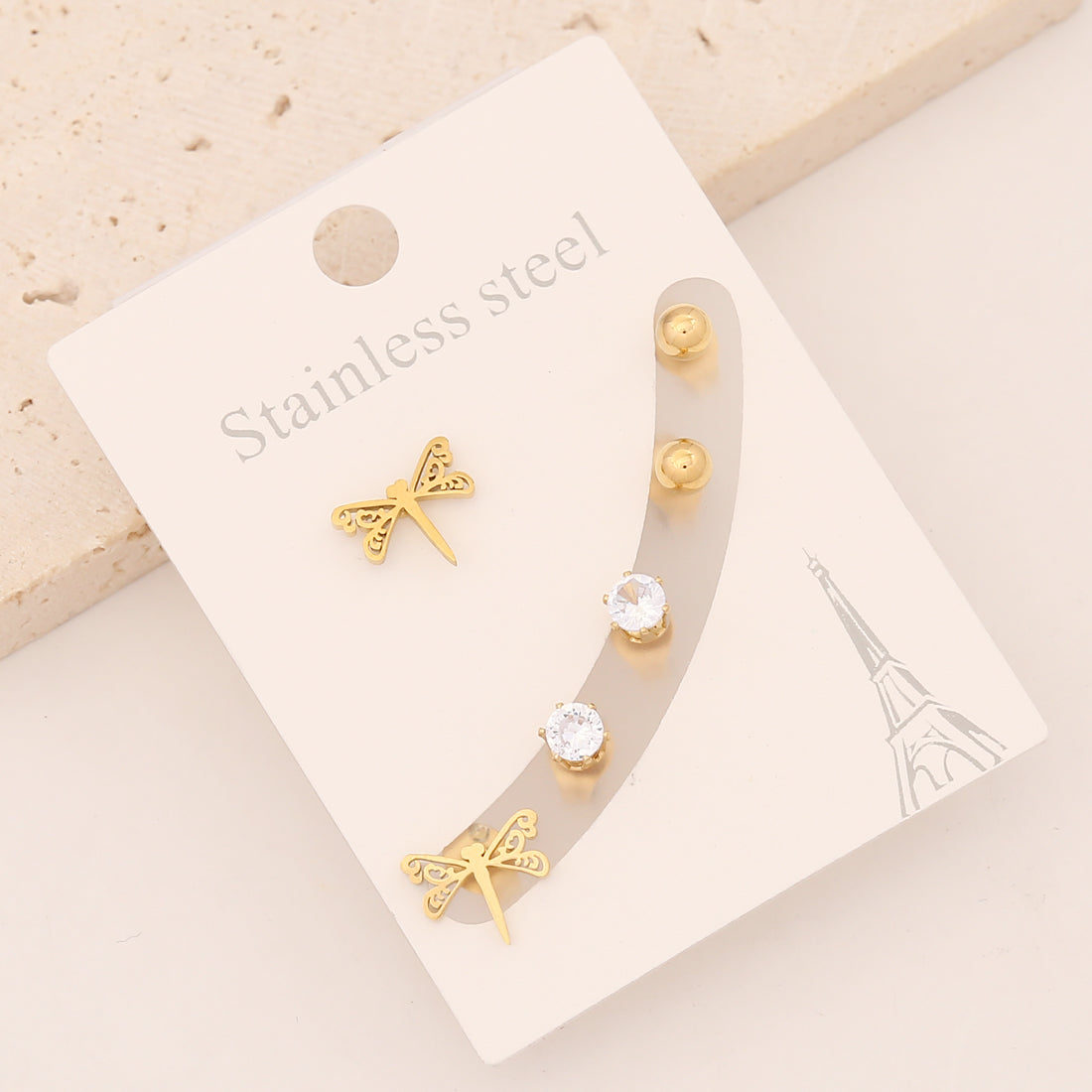 Preppy Style Star and Lightning Stainless Steel Earrings Set - 3 Pairs