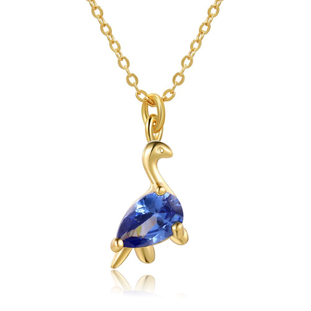 18K Gold Plated Dinosaur Zircon Pendant Necklace